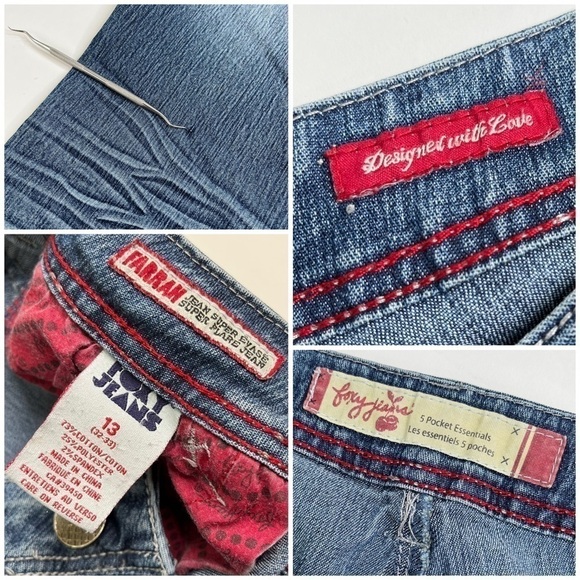 VINTAGE Y2K Foxy Jeans Farrah Super Flare Jean Blue Medium Washed Whisker Jeans - Picture 15 of 16